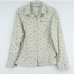 REI Co-op Sahara Pattern Long Sleeve Shirt Womens Medium Green Hiking Outdoors